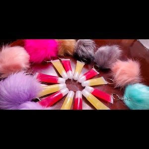 Pineapple/raspberry flavored and scented lip gloss